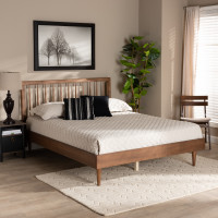 Baxton Studio Sora-Ash Walnut-Queen Baxton Studio Sora Mid-Century Modern Ash Walnut Finished Wood Queen Size Platform Bed